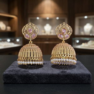 Exportador de Joyería Artesanal en India, Jhumki Antigua con Baño de Oro 233089 - Product Image 6
