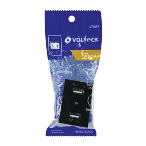 Scatola con 12 unità di 1.5-modulo nero prese USB a 2 porte, linea Lisbon - Product Image 4