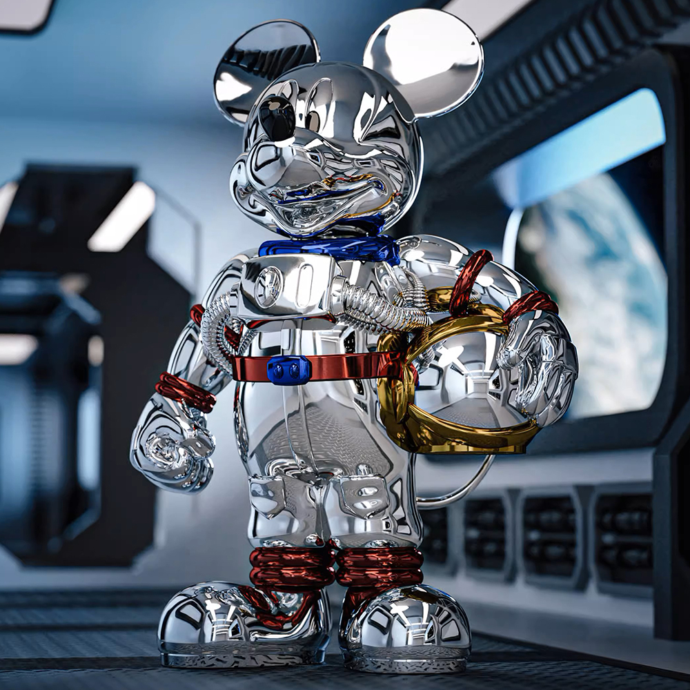 Plated Mickey Astronaut Sculpture - Customized Home Decor