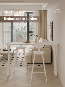Comptoir <span class=keywords><strong>de</strong></span> <span class=keywords><strong>bar</strong></span> moderne pour usage domestique, style crème, pour balcon, petit comptoir <span class=keywords><strong>de</strong></span> <span class=keywords><strong>bar</strong></span> décontracté, <span class=keywords><strong>table</strong></span> haute simple, comptoir <span class=keywords><strong>de</strong></span> <span class=keywords><strong>bar</strong></span> blanc pur pour cuisine - Product Image 2