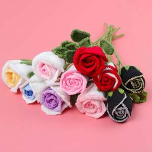 2025 nuevo hecho a mano ganchillo rosas flor conservada Rosa flor tejida ganchillo taza Rosa boda Madre Día Navidad regalos - Product Image 2