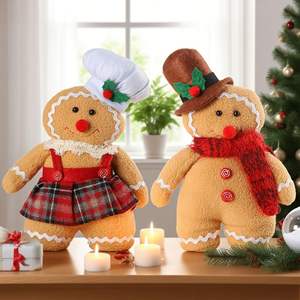 Pain d'épice homme et <span class=keywords><strong>femme</strong></span> Couple peluche tissu décorations de Noël pour table cheminée vacances maison style <span class=keywords><strong>NYE</strong></span> cadeaux - Product Image 6