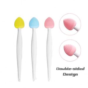 Double-Sided Heart <b>Silicone</b> Face Cleansing Brush Manual Facial Scrubber Deep Pore Cleaning Nose Blackhead Remover Skin Care <b>Tool</b> - Product Image 1
