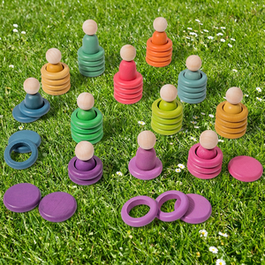 Jeu de tri de couleurs en bois Montessori <span class=keywords><strong>Grapat</strong></span> Nins avec anneaux, pièces de monnaie et poupées – Ensemble de jeu sensoriel ouvert pour enfants, idéal comme cadeau - Product Image 3