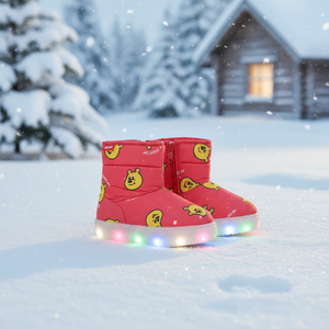OZKIZ Korean Style Bear Boots for Girls 2-6 Years Kids' Winter Fashion with Lighted Feature Synthetic Upper Material Wholesale - Product Image 3