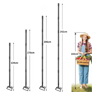 Herramienta de jardín 2 en 1 con mango ajustable: Cultivador, azada Hula con rastrillo, azada de metal para desmalezar y azada Hula con mango ajustable tipo estribo - Product Image 3