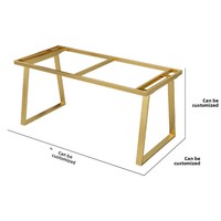 Base de table en métal en forme de U, finition or brossé, robuste et luxueuse, pour salle à manger et bureau