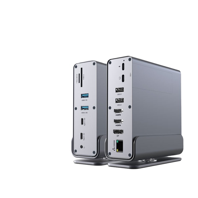 Type-C Docking Station with M.2 SSD Enclosure, External Reader, 15-in-1 Hub