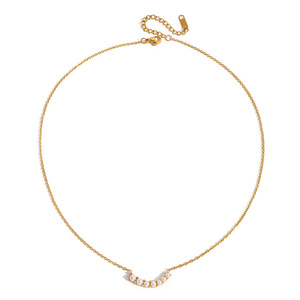 จี้รูปหน้ายิ้มประดับมุก ทอง 18K สแตนเลสสตีล เกรด AA สร้อยคอมุกสำหรับใส่ทุกวัน ดีไซน์ทรงเรขาคณิตแบบหนามเตย - Product Image 5