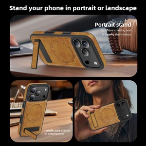 เคสโทรศัพท์หนัง PU แม่เหล็กสุดหรูสำหรับ iPhone 17 12 13 Pro Max 14 15 16 Plus 17 Air พร้อมขาตั้งแบบซ่อนในตัว ป้องกันอย่างดี - Product Image 4