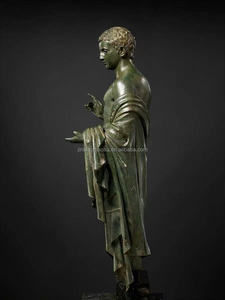 Statua Classica Greca Maschile in Bronzo Verdigris Fatta a Mano a Grandezza Naturale per Esposizioni in Gallerie e Mostre d'Arte Pubblica - Product Image 3