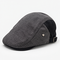 Casquette plate bicolore anthracite et noir chiné, style rétro décontracté, avec double rangée de coutures et sangle réglable, pour hommes et femmes