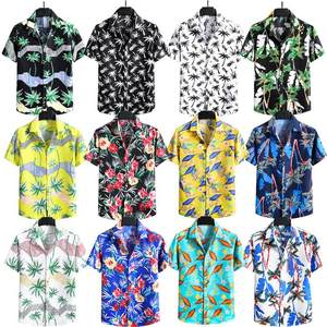 T-shirts personnalisés d'été Hawaii Fiesta Camisa Hawaiana Algodon Para Hombre Chemise <span class=keywords><strong>Hawaienne</strong></span> Aloha Beach Chemise décontractée tropicale pour homme - Product Image 1