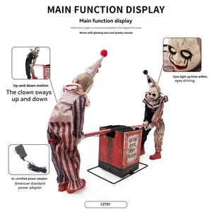 <span class=keywords><strong>Payaso</strong></span> Mecánico Eléctrico Gigante de Halloween con Sensor para Exteriores, Accesorios y Adornos Decorativos para Casas Embrujadas - Product Image 5