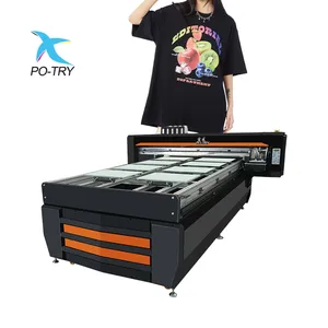 POTRY multicolor CMYKWW clothes dual Line plate direct to garment printing machine