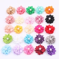 Fait à la main 16 pétales Satin fleur 4CM petit tissu perle soie ruban Floral pour vêtements accessoires pour couvre-chef