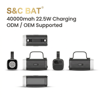 Batterie externe Li-polymère haute capacité 40000mAh pour l'extérieur avec lumière LED Type-C, charge rapide, chargeur portable pour le camping