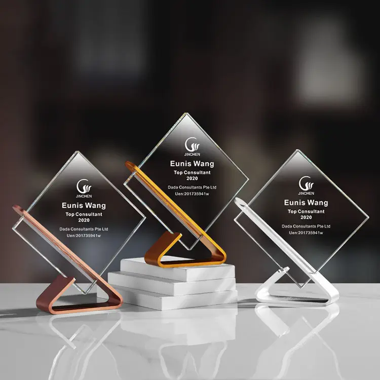 Trofeo de cristal grabado personalizado, premio de cristal, placa de trofeo de cristal