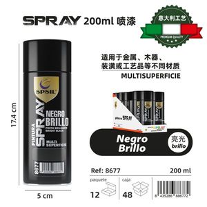 Spray Negro Brillo 200Ml Multi Superficie Metal Wood Craft Paint - Product Image 3