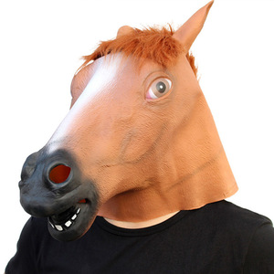 Máscara de Cabeza de Caballo de Látex, Disfraz de Animal, Talla Única, Color Marrón, Accesorios de Cosplay para Fiestas y Actuaciones - Product Image 1