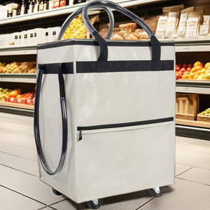 Sac de courses pliable robuste à roulettes, sac de courses réutilisable avec roues et poignée - Product Image 4