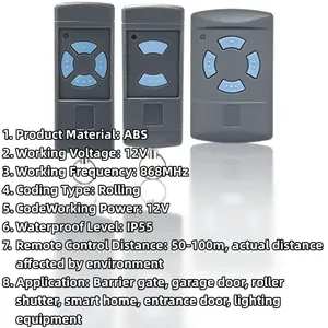 Télécommande <span class=keywords><strong>868</strong></span> MHz HSM4 HSM2 HS2 HS4 HSE2 <span class=keywords><strong>HSE4</strong></span> HSZ1 HSZ2 HSP4 pour porte de garage, fabriquée en Chine, emballage inclus - Product Image 1