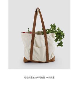 High Quality Customizable <b>Canvas</b> Tote <b>Bag</b> with Excellent Handle Color Featuring <b>Large</b> Load-Bearing Capacity and Letter Pattern - Product Image 6