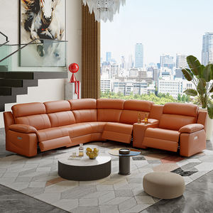 Ensemble de canapés inclinables modulaires en cuir personnalisés de luxe sièges de cinéma maison confortables meubles d'angle de salon modernes en bois - Product Image 2