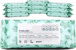 100% Tisu Bayi Dapat Terurai Bebas Plastik 10X70 Per Pak (700 Tisu Basah)