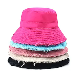 Sıcak satmak halat ayarlanabilir pamuk malzeme sıkıntılı kova şapka