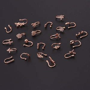 Boucle d'oreille sans Piercing pour le nez, 1 pièce, anneau en fleur, cœur, étoile, couronne, manchette en Cartilage, Helix, offre spéciale - Product Image 5