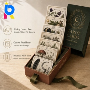 Cartes <span class=keywords><strong>de</strong></span> tarot personnalisées <span class=keywords><strong>de</strong></span> qualité supérieure, jeu <span class=keywords><strong>de</strong></span> 78 cartes avec <span class=keywords><strong>pochette</strong></span> en velours pour la méditation et la découverte <span class=keywords><strong>de</strong></span> soi, commande en gros, expédition rapide, logo personnalisé - Product Image 1