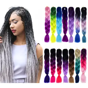 24 इंच जंबो Braids लंबी ओंब्रे जंबो ब्रेडिंग बाल रंगीन सिंथेटिक चोटी Wigs Crochet गोरा बाल एक्सटेंशन अफ्रीकी