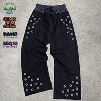 Pantalon de survêtement Y2K personnalisé épais à double ceinture, motif écossais, œillets métalliques, coupe ample et large pour homme, style streetwear vintage