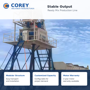Planta de Concreto Premezclado Corey HZS75 con Bomba, Línea de Producción de Hormigón, Estación de Mezcla de Concreto con Capacidad Personalizada, Suministro Directo de Fábrica - Product Image 5