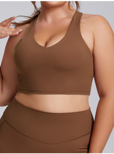 Ensemble de <span class=keywords><strong>yoga</strong></span> 2 pièces <span class=keywords><strong>grande</strong></span> <span class=keywords><strong>taille</strong></span> pour femme, style européen et américain, couleur unie, haute élasticité, respirant, <span class=keywords><strong>tenue</strong></span> de fitness ajustée - Product Image 5