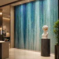 Art mural en mosaïque de parquet bleu dégradé européen moderne, carrelage ombré fait main, 4 mm, pour chambre à coucher, salon, hall d'hôtel