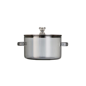 <span class=keywords><strong>Pot</strong></span> à ragoût en verre à haute teneur en borosilicate Transparent ménage Double oreille soupe et marmite avec ours mignon petit <span class=keywords><strong>pot</strong></span> à lait et nouilles - Product Image 4