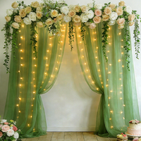 Rideau de fond de scène en mousseline de soie pour mariage, draperie en tulle transparent pour arche de scène, décoration de fête, hôtel, anniversaire, événement, toile de fond pour photomaton