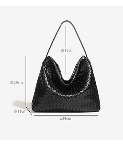 Bolso de Hombro de Cuero PU Tejido con Logotipo Personalizado, Bolso Tote Negro Premium, Bolso Bandolera de Hombro Único Tejido a Mano, Bolso Tote para Mujer - Product Image 6
