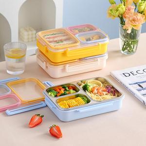 Bento ăn trưa Thiết kế hộp xách tay 304 Trường thép không gỉ thực phẩm đóng gói hình chữ nhật PP + thép không gỉ - Product Image 4