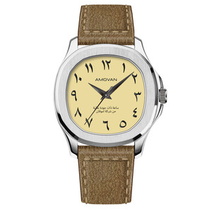Montre simple et élégante pour homme, style sport, chiffres arabes, mouvement à quartz japonais, boîtier en acier inoxydable, bracelet en <span class=keywords><strong>cuir</strong></span> de vache 20 mm - Product Image 3