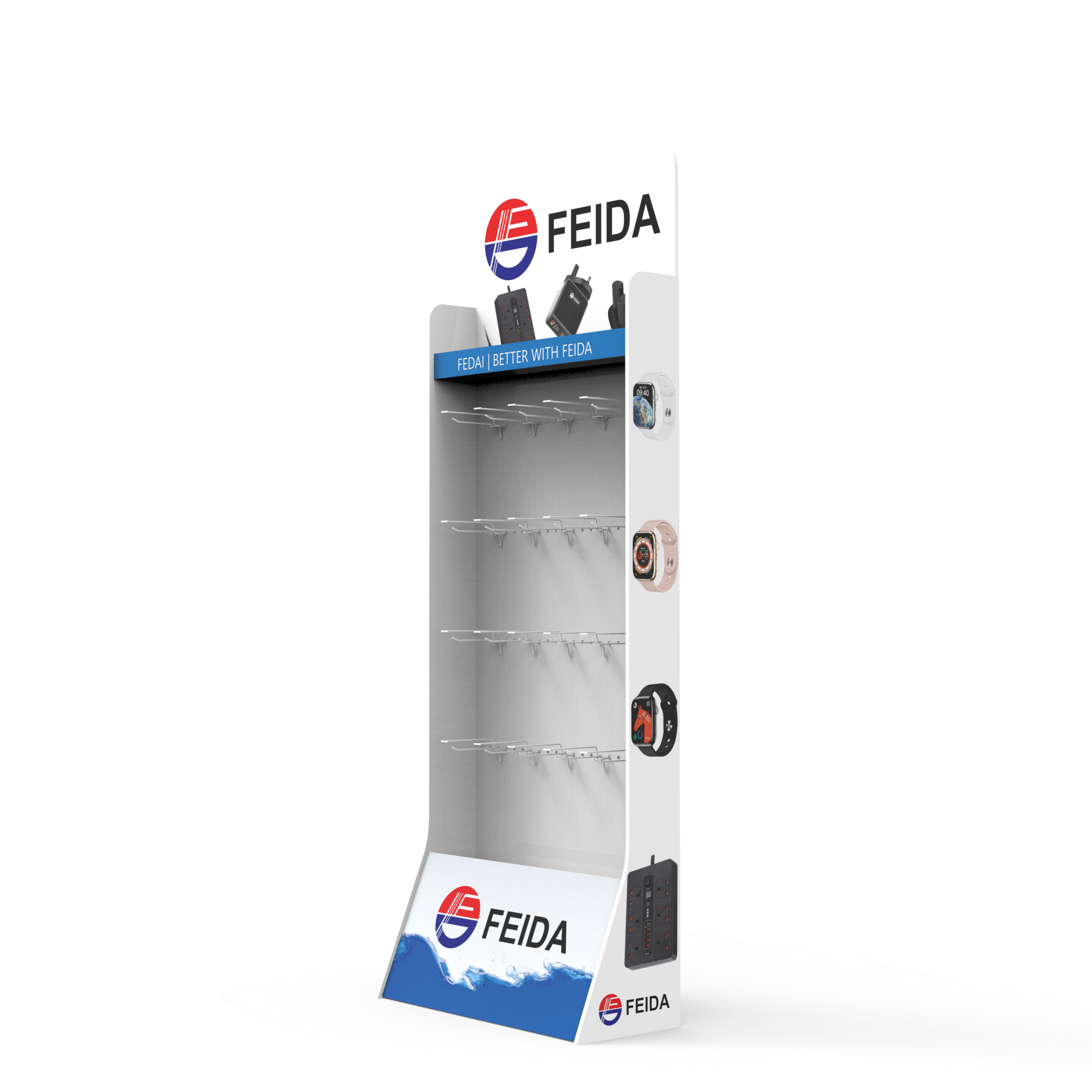 Apache Custom Single-Sided PVC Electronics Display Stand for Supermarket Shelves for Electronics Shop and Retail Store