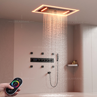 Système de douche luxueux avec éclairage LED, robinet de douche chaud et froid, salle de bain, pomme de douche LED 28*15 pouces avec jet de massage corporel