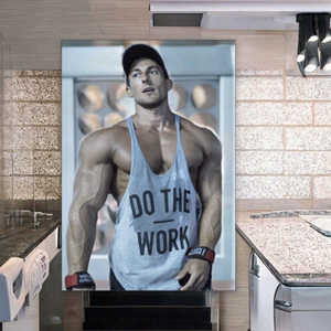 เสื้อกล้ามทรง Y สำหรับผู้ชาย OEM ผ้าฝ้ายระบายอากาศดี เหมาะสำหรับออกกำลังกาย ฟิตเนส ซิงเกิลเล็ต พิมพ์ลายได้ตามต้องการ เสื้อกล้ามออกกำลังกายเพาะกาย สปอร์ต - Product Image 3