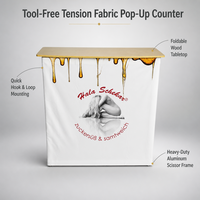Comptoir pliable en tissu tendu sans outil, portable, en aluminium, pour salon professionnel, table de podium personnalisée, bureau promotionnel imprimé sur mesure