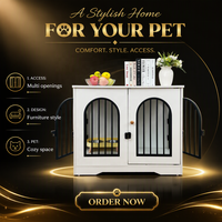Meuble de Chambre pour Chien Castle : Caisson en Bois Blanc avec Porte Métallique Arquée pour Chiens de Taille Moyenne à Grande, Utilisation Intérieure