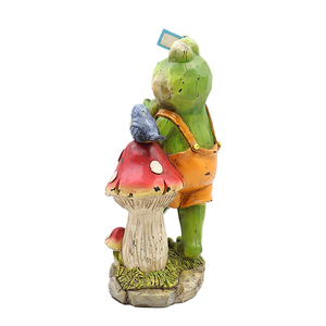 Divertente Statua in Resina a Forma di Rana con <span class=keywords><strong>Uccello</strong></span> e Fungo per Decorazione Giardino - Product Image 3