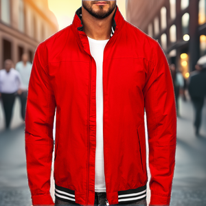 Chaqueta de nailon negra con múltiples bolsillos, corte ajustado y cremallera, estilo casual coreano para hombre, tendencias de moda primavera-otoño, con logo personalizado. - Product Image 2