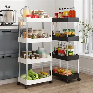 PP in plastica multistrato per risparmiare spazio scaffale da bagno porta porta porta oggetti rimovibili da cucina scaffali ripiani da cucina Organizer da cucina